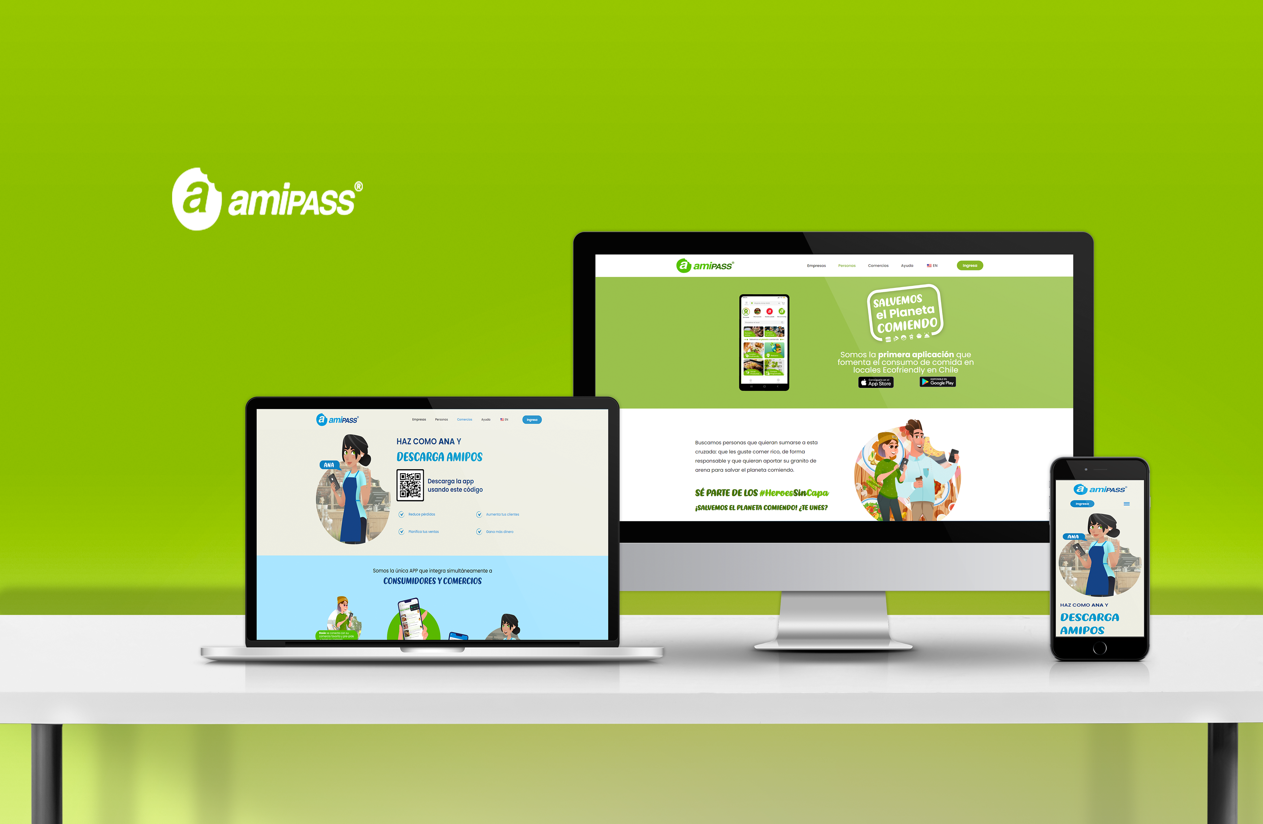 Amipass mockup con logo